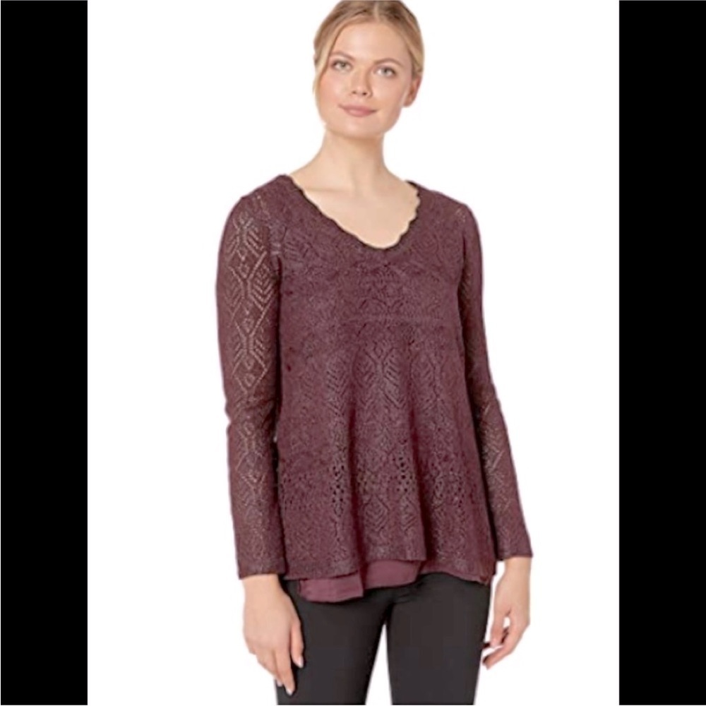 Nic+Zoe shine on sweater winterberry/ burgundy size P